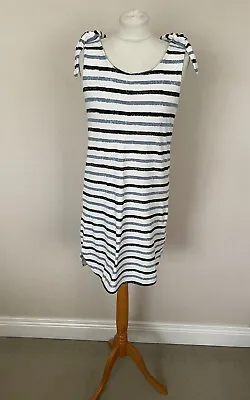 Boutique By Jaeger Blue White Stripe Jersey Sun Beach Dress Size S UK 8 10 VGC • £12.99