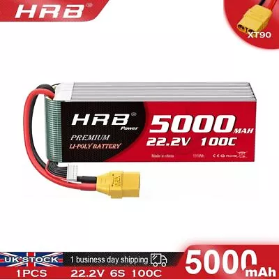 HRB 6S 22.2V 5000mAh LiPo Battery XT90 100C For RC Helicopter Airplane Truck • £74.99