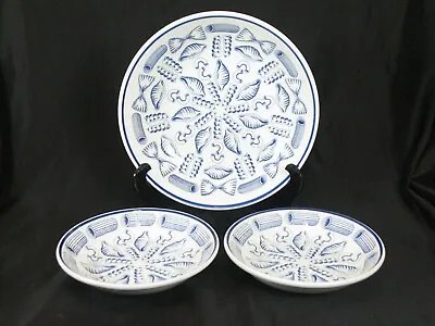 La Primula Seashells Pasta Set 1 Serving Bowl & 2 Pasta Bowls Blue • $149.99