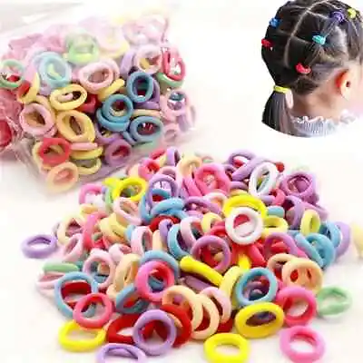 100pcs Kids Small Elastic Hair Bands Ties Baby Girl Children Colorful School • £3.35