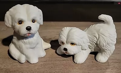 Set Of 2 Vintage Homco 1411 White Maltese Westie Puppy Dog Figurines Taiwan 3  • $9.50