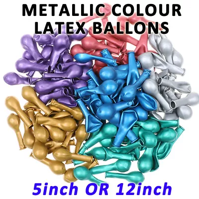 $6.50 • Buy 5 Inch / 12 Inch - SHINY METALLIC CHROME LATEX BALLOONS - 9 Colours To Choose