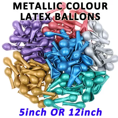 5 Inch / 12 Inch - SHINY METALLIC CHROME LATEX BALLOONS - 9 Colours To Choose • $4.50