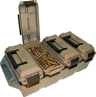 AMMO CRATE 4-Can Utility Box Stackable All-Caliber Case Bulk Ammunition Storage • $52.69