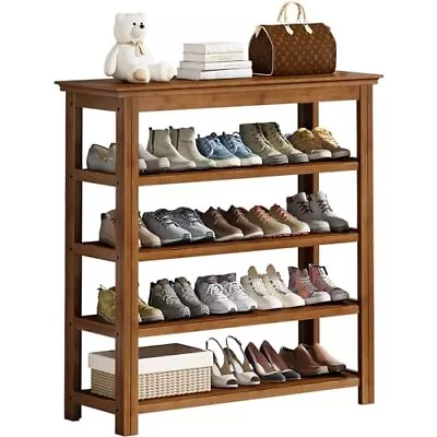 Shoe Rack 5 Tier Wooden Storage Benches Wood Free Standing Shoe Shelf For Ent... • $188.75