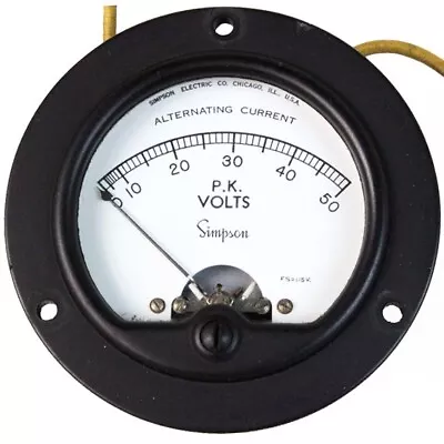 Simpson Vintage 0-50 AC P.K. Peak Volts Panel Meter Steampunk VU Gauge • $29.99