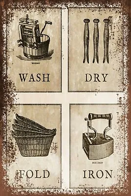 £6.99 • Buy Laundry Instruction Vintage Style Retro Metal Sign Plaque, Clothes, Washing
