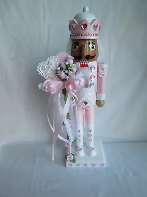 14  Handcrafted Valentines Day African American Nutcracker Pink & White  New • $49.99