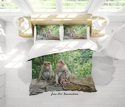 3D Forest Tree Monkey Stone Quilt Cover Set Duvet Cover Bedding Pillowcases • $67.49