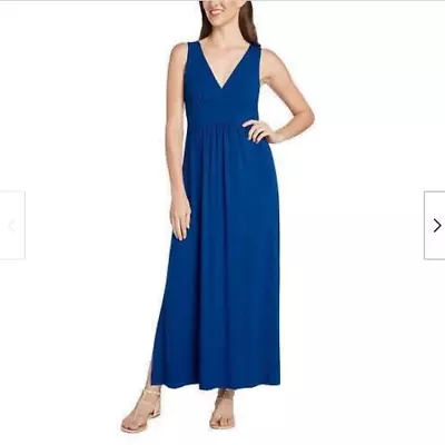 Matty M Women's Maxi Empire Waist V Neck Dress(blue Large)nwt • $22.03