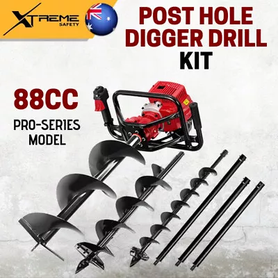 New 88CC Giantz Petrol Post Hole Digger Drill Borer Fence Augers And Extensions • $394.95