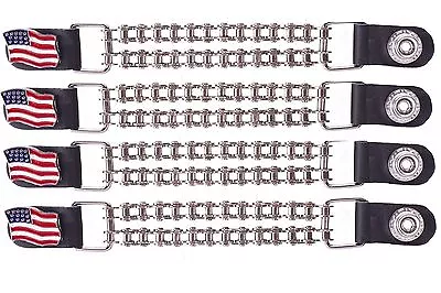 USA American Flag Leather Vest Extender (4 Set) Motorcycle Chain Free Shipping • $29.99