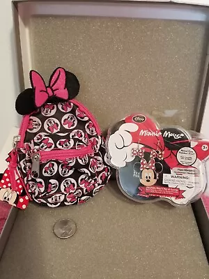 Disney Store Minnie Mouse Stretch Ring & Pierced Earrings & Mini Backpack Clipon • $8.99