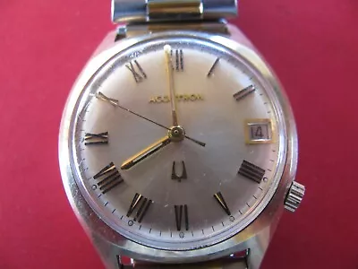 Vintage Bulova Accutron 218d Tuning Fork Mens Wristwatch With Date- N0 - Running • $49.99