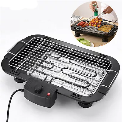 Electric Table Top Grill BBQ Barbecue Garden Camping Indoor Smoke Free Cooking • £29.08