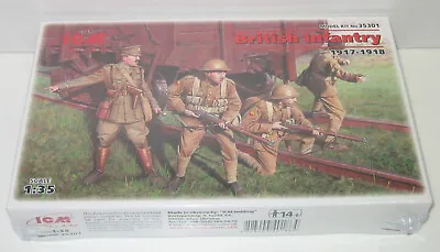 ICM 35301 1/35 WWI British Infantry (1917-1918) 4 Figures Model Kit • $12.35