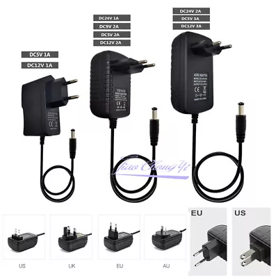 AC110-240V To DC5V 9V 12V 1A 2A 3A Power Adapter Supply EU US Plug For LED Strip • £2.28