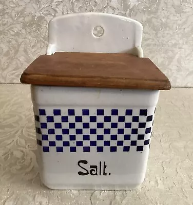 Vintage Ceramic & Wood Salt Box - MARGA - Germany  • $23.99