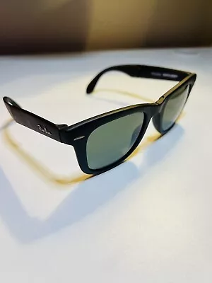 Vintage Bausch & Lomb Ray-ban W0670 Black G15 Glass Folding Wayfarer Sunglasses  • $120