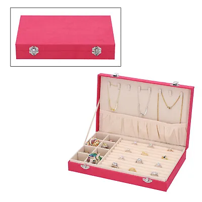 £19.47 • Buy  Fuchsia Velvet Jewelry Box With Anti Tarnish Lining & Lock (11.4x7.3x2)