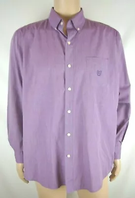 Chaps Easy Care Solid Purple Long Sleeve Button Down Shirt Men's Large Cotton Bl • $28