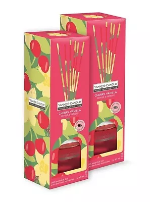 2x Yankee Candle Home Inspiration Cherry Vanilla Reed Diffuser Essential Oils 90 • £19.99