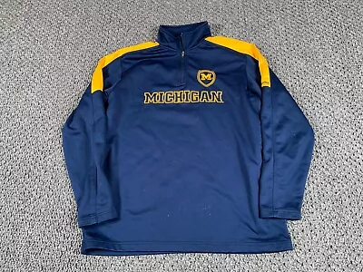 Columbia Michigan Wolverines 1/4 Zip Pullover Jacket Adult Large Blue Yellow • $22