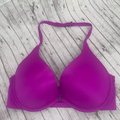 Victorias Secret Magnetic Front Close Halter Plunge Padded Bra Purple Size 34D • £22.17