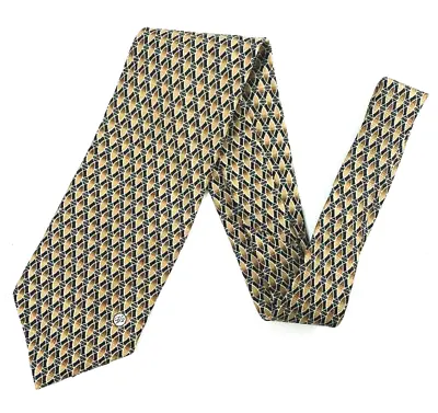 Gianni Versace Classic V2 Silk Neck Tie Geometrical Pattern Black Brown #7B5574 • $22.88