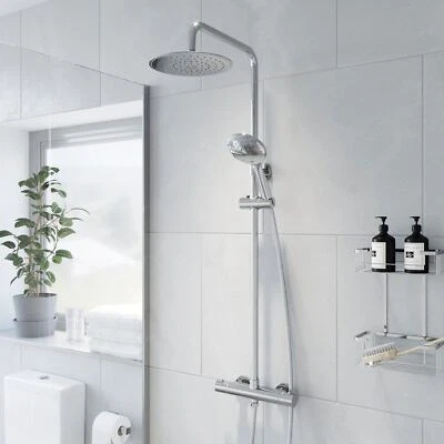 £67.47 • Buy Modern Bathroom Bar Mixer Shower Valve Thermostatic Round Chrome Bottom Outlet