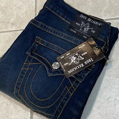 True Religion Ricky Flap Relaxed Thick Stitch Blue Jeans Men’s 33x32 $149    A67 • $94.88