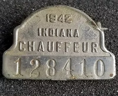 Vintage 1942 Wwii Era Indiana State Chauffeur Pin 128410 • $6.50