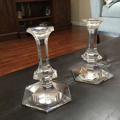 $115 • Buy Pair Val St Lambert Candlesticks Elysee 6 5/8 Inch Crystal Glass