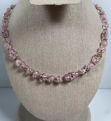 Vintage Italian Venetian Murano Glass Pink Necklace 18  • £10.85