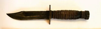 Vintage Camillus NY US Fixed Blade Military Survival Knife With Leather Handle • $76