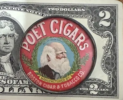 Vintage Poet Cigars Advertising Pocket Mirror Boston Cigar & Tobacco Co. • $19.95