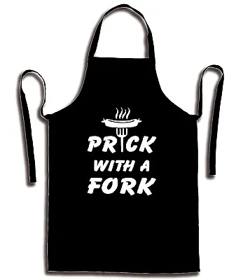 Novelty Apron Prick With Fork With 2 Pockets Thick Cotton Blend Colr Black • £4.99