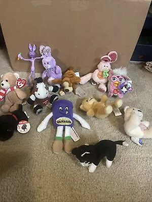 Mini Plush Animal Lot Of 12 Random Stuffed Animals As Shown Bunnies Bears Etc • $5.52