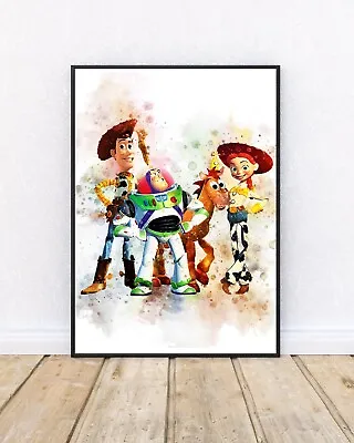 £9.99 • Buy Toy Story Characters Disney Print Watercolour Wall Art Childrens Bedroom A3 A4 A