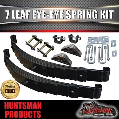 7 Leaf 60mm Wide Eye To Eye Trailer Springs Hanger & Ubolt Kit 1600Kg Rated. • $218