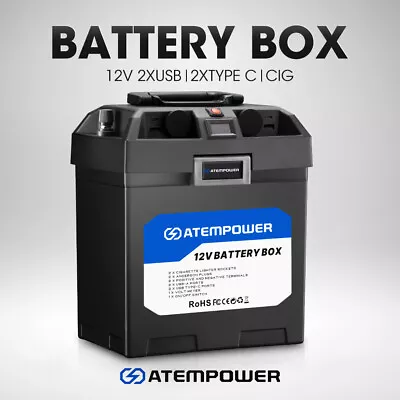 Atem Power Battery Box 12V Portable Deep Cycle Power Marine Solar USB Camping • $84.95