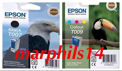 £17.75 • Buy Epson T007 & T009 Genuine Black & Colour Ink Cartridges T007 T009 Original