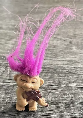 Whimsical Vintage: Purple-Haired Russ Mini Troll Pencil Topper Playing Violin • $19.98