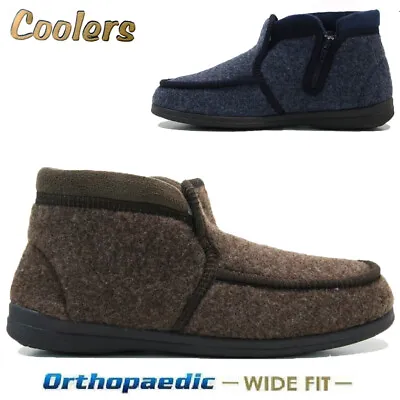 Mens Diabetic Orthopaedic Winter Warm Wool Zip Wide Shoes Slippers Boots Size • £11.95