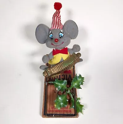 VTG Flocked Mouse Figurine On Victor Trap Clown Accordion Musician • $12.99