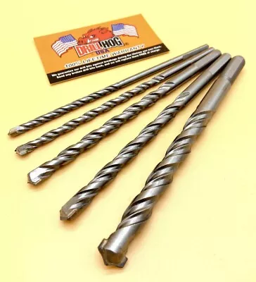 3/16 1/4 5/16 3/8 1/2 Carbide Tip Masonry Bit Concrete 5 Pc Set Drill Hog® • $18.99