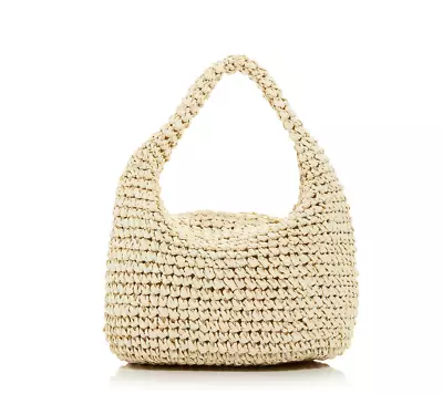 Aqua Mini Slouch Woven Basket Top Handle Bag Natural 2087 • $30.80