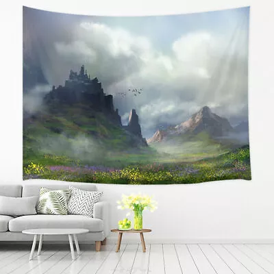 Medieval Castle Extra Large Tapestry Wall Hanging Art Fabric Nature Background • $26.10