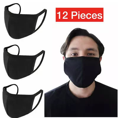 12-Pack Black Face Mask Reusable Washable Cover Masks Fashion Cloth Men Women • $8.25