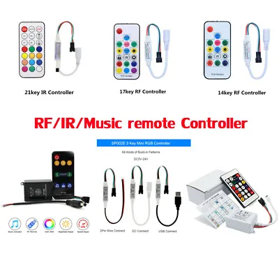 RF/IR/Music Remote Controller For Ws2812B Ws2811 Led Pixels Strip Light DC5-24V • $7.08